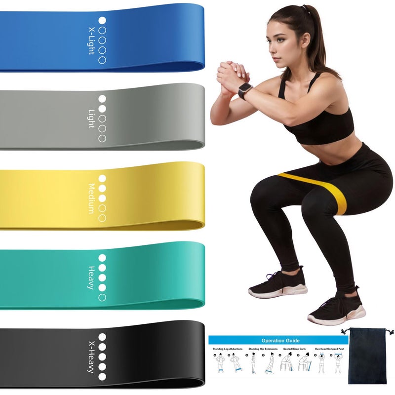 WSAKOUE Resistance Loop Exercise Bands for Home Fitness  Yoga Pilates  Stretching  Strength Training  and Physical Therapy - Elastic Bands Set Workout Bands for Women&Men - Colorful - Image 1